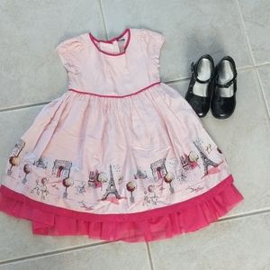 Girls 2t baby Gap Paris pink dress and shoes